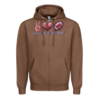 Chestnut peace love football Zipper Hoodie - JahusDesignShop
