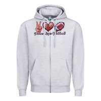 Heather Grey peace love football Zipper Hoodie - JahusDesignShop