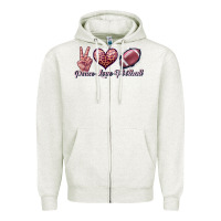 Oatmeal Heather peace love football Zipper Hoodie - JahusDesignShop