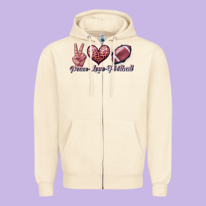 Peace Love Football Zipper Hoodie Designed By Jahusdesignshop