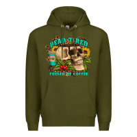 Army Green dead tired fueled by coffee Premium Hoodie - Artiststas
