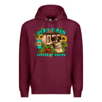 Burgundy dead tired fueled by coffee Premium Hoodie - Artiststas