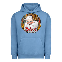 Pigment Pebble Blue believe Santa Claus Christmas Urban Hoodie - Jasminsmagicworld