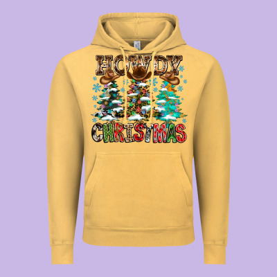 Howdy Christmas Vintage Hoodie Designed By Cowhidedigitalart