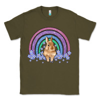 Army Green bunny rainbow Classic Tee - Artiststas