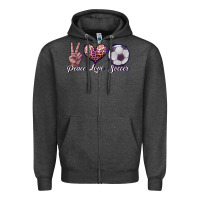 Charcoal Heather peace love soccer Zipper Hoodie - JahusDesignShop