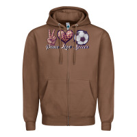 Chestnut peace love soccer Zipper Hoodie - JahusDesignShop