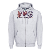 Heather Grey peace love soccer Zipper Hoodie - JahusDesignShop