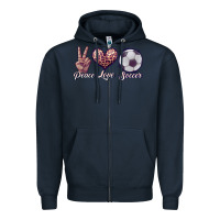 Navy peace love soccer Zipper Hoodie - JahusDesignShop