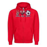 Red peace love soccer Zipper Hoodie - JahusDesignShop