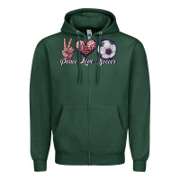 Sports Green peace love soccer Zipper Hoodie - JahusDesignShop
