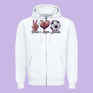 Peace Love Soccer Zipper Hoodie Designed By Jahusdesignshop