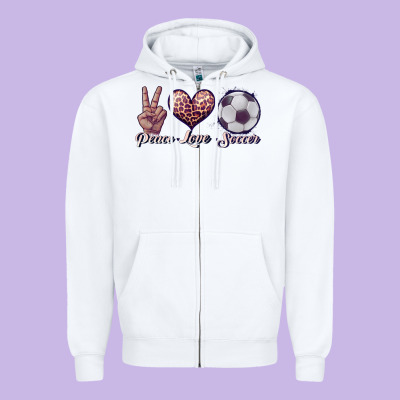 Peace Love Soccer Zipper Hoodie Designed By Jahusdesignshop