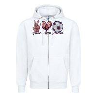 White peace love soccer Zipper Hoodie - JahusDesignShop