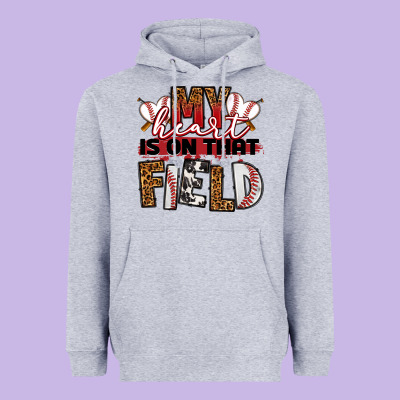 My Heart Is On That Field Baseball Heavyweight Hoodie Designed By Ranaportraitstore