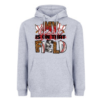 Heather Grey my heart is on that field baseball Heavyweight Hoodie - RanaPortraitStore