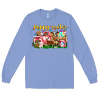 Colony Blue Happy Easter Animal Car Long Sleeve Tee - CowhideDigitalArt
