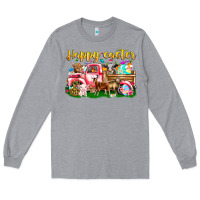 Heather Grey Happy Easter Animal Car Long Sleeve Tee - CowhideDigitalArt