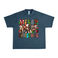 Midnight Navy Merry christmas pigs Urban Heavy Tee - FaDigitalArtStudio