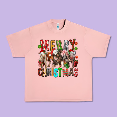 Merry Christmas Pigs Urban Heavy Tee Designed By Fadigitalartstudio