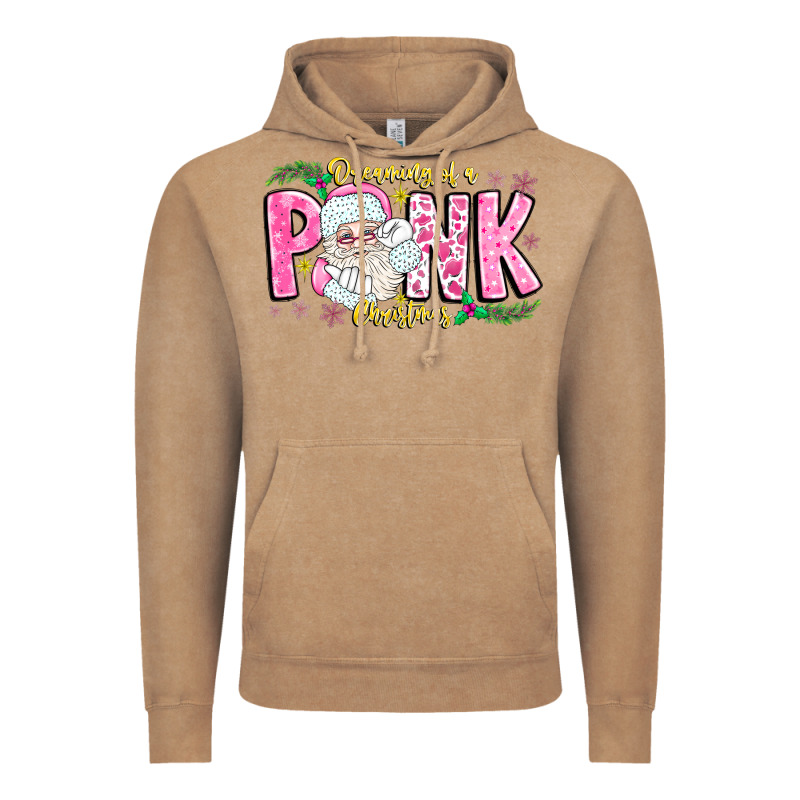Dreaming Of A Pink Christmas Vintage Hoodie by CowhideDigitalArt | Teevron