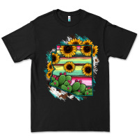 Black Arizona Map Sunflower Cactus Serape Premium Tee - RanaPortraitStore