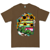 Cacao Arizona Map Sunflower Cactus Serape Premium Tee - RanaPortraitStore