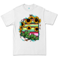 White Arizona Map Sunflower Cactus Serape Premium Tee - RanaPortraitStore