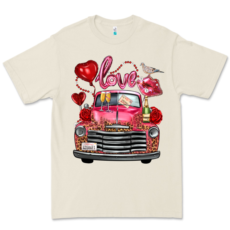 Western Valentines Day Truck Love Bird Letter Premium Tee by FaDigitalArtStudio | Teevron
