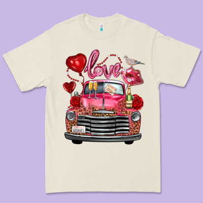 Western Valentines Day Truck Love Bird Letter Premium Tee Designed By Fadigitalartstudio
