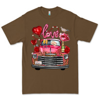 Cacao Western Valentines Day Truck Love Bird Letter Premium Tee - FaDigitalArtStudio