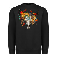 Black Fall Bull Skull Heavyweight Sweatshirt - RanaPortraitStore