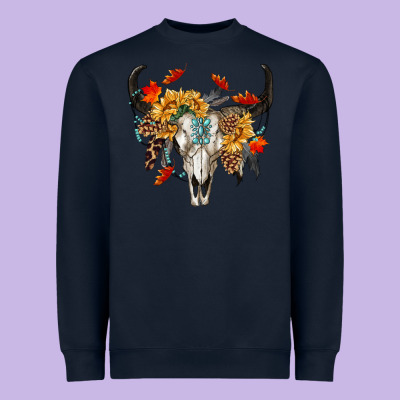 Fall Bull Skull Heavyweight Sweatshirt Designed By Ranaportraitstore