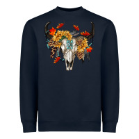 Navy Fall Bull Skull Heavyweight Sweatshirt - RanaPortraitStore