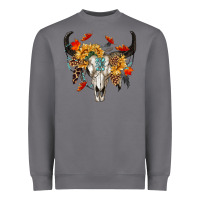 Storm Fall Bull Skull Heavyweight Sweatshirt - RanaPortraitStore