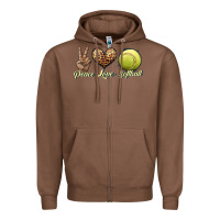 Chestnut peace love softball Zipper Hoodie - JahusDesignShop