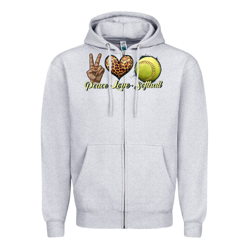 Peace Love Softball Zipper Hoodie by JahusDesignShop | Teevron