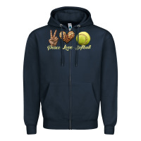 Navy peace love softball Zipper Hoodie - JahusDesignShop