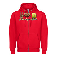 Red peace love softball Zipper Hoodie - JahusDesignShop