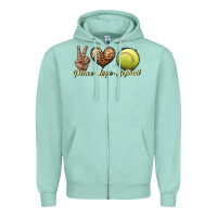 Seafoam peace love softball Zipper Hoodie - JahusDesignShop