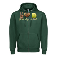 Sports Green peace love softball Zipper Hoodie - JahusDesignShop