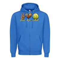 True Royal peace love softball Zipper Hoodie - JahusDesignShop