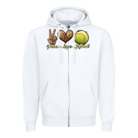 White peace love softball Zipper Hoodie - JahusDesignShop
