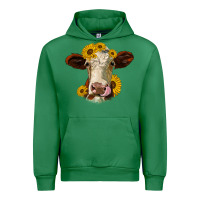 Emerald hereford cattle sunflowers heifer Urban Hoodie - Jasminsmagicworld