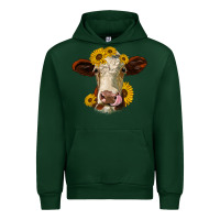 Forest Green hereford cattle sunflowers heifer Urban Hoodie - Jasminsmagicworld