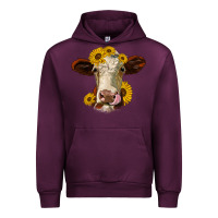 Mauve Wine hereford cattle sunflowers heifer Urban Hoodie - Jasminsmagicworld