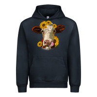 Navy hereford cattle sunflowers heifer Urban Hoodie - Jasminsmagicworld