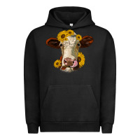 Pigment Black hereford cattle sunflowers heifer Urban Hoodie - Jasminsmagicworld