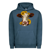 Pigment Midnight Navy hereford cattle sunflowers heifer Urban Hoodie - Jasminsmagicworld