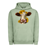 Pigment Oil Green hereford cattle sunflowers heifer Urban Hoodie - Jasminsmagicworld